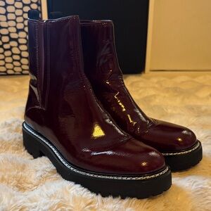 SARTO By Franco Sarto Glossy Bordeaux Ankle Boots